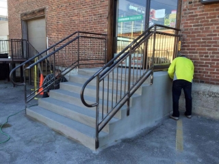 Hand railings being installed
